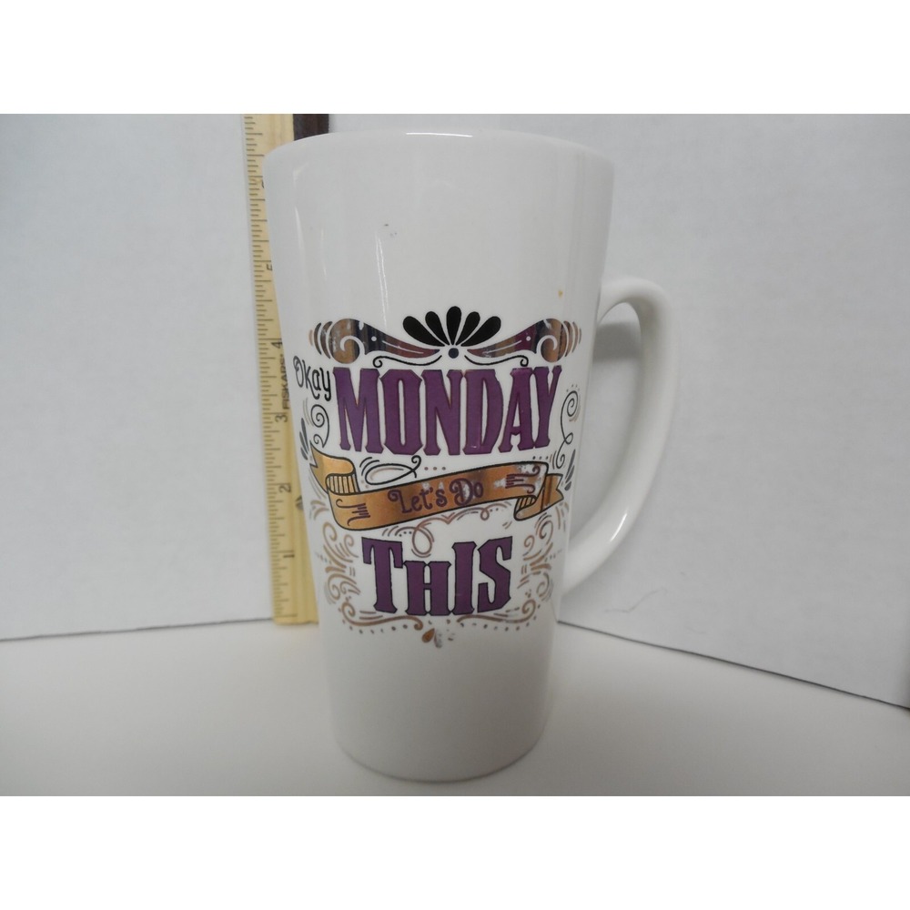 DesignPac Tall Ceramic Coffee Mug "Okay Monday Let's Do This" 16 oz